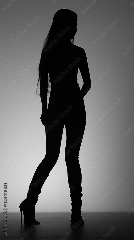Fototapeta premium Silhouette of a woman standing confidently.