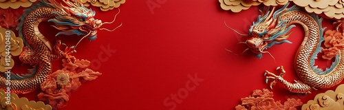 Red banner with gold dragon 