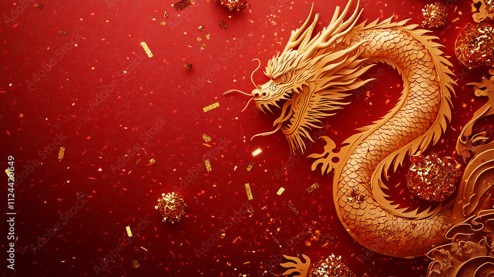 Red background with gold dragon Red background with gold dragon