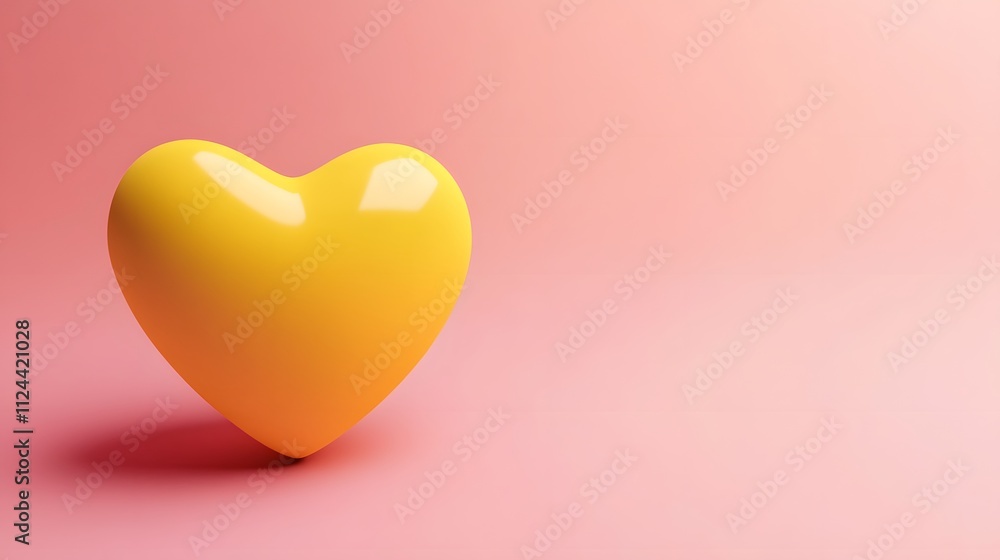 A Yellow Heart Shape on Pink Background A Yellow Heart Shape on Pink Background