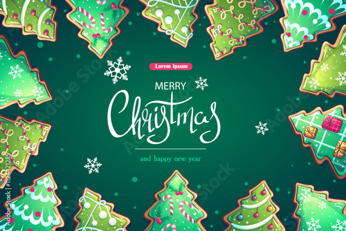 Merry Christmas card - horizontal vector background