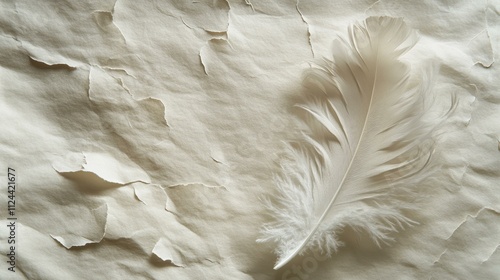 Handtorn cotton paper with a feathery edg photo