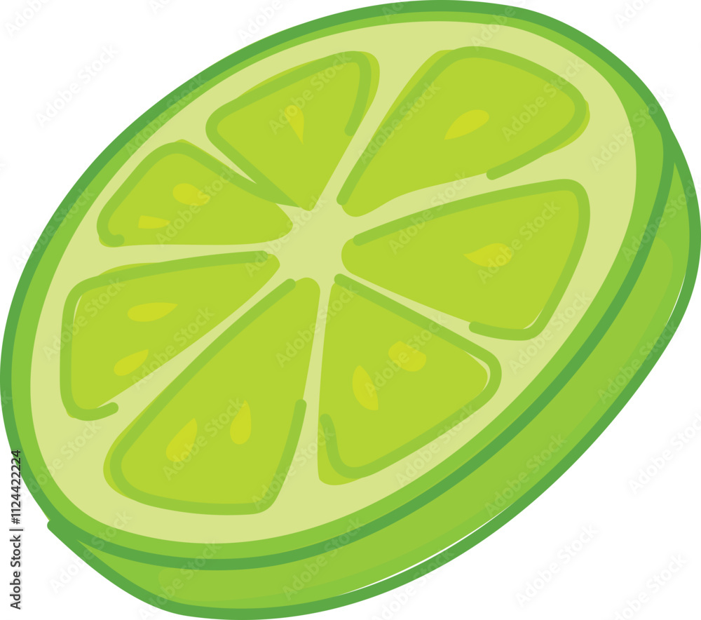 Sliced green lime illustration with segments. Sliced green lime illustration with segments.