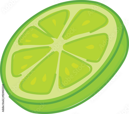 Sliced green lime illustration with segments.