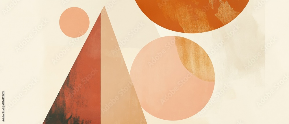 Abstract Geometric Art with Orange and Beige Circles and Triangles - Modern Minimalist Background for Creative Projects and Digital Design Abstract Geometric Art with Orange and Beige Circles and Triangles - Modern Minimalist Background for Creative Projects and Digital Design