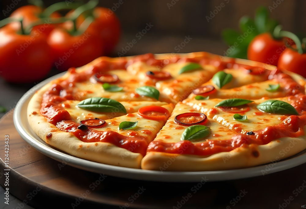 charming closeup illustration of a delicious meal of single pizza slices ready to be served as a delicious ai generated charming closeup illustration of a delicious meal of single pizza slices ready to be served as a delicious ai generated
