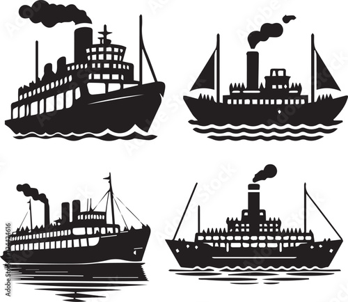 Vintage Steamship Silhouettes Collection
