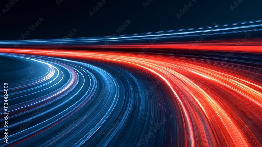 Abstract Curved Lines of Red and Blue Light Streaks Abstract Curved Lines of Red and Blue Light Streaks