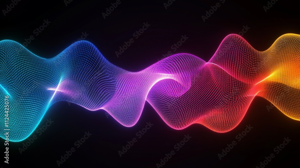 Abstract Digital Wave with Vibrant Neon Colors