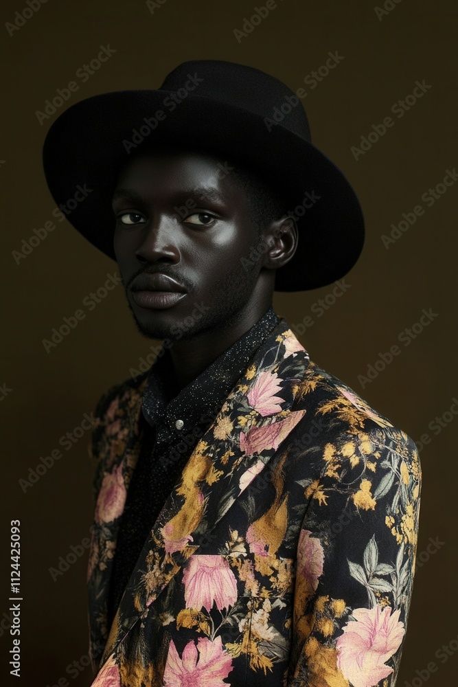 Black History Month theme, beautiful stylish black man on brown background Black History Month theme, beautiful stylish black man on brown background