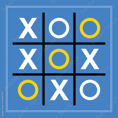 Tic tac toe xo game. noughts and crosses game. children game. crosses and zeros funny game. cover brochures, flyer, card design template. vector illustration