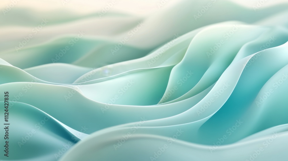 Obraz premium Abstract Wavy Pattern in Pastel Turquoise and White