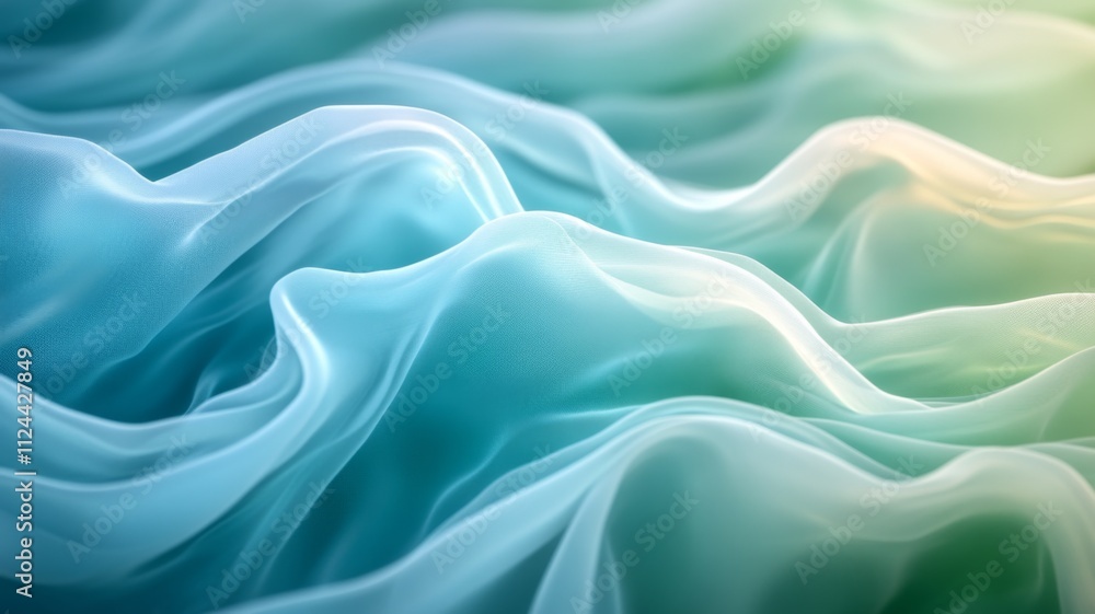 Abstract Wavy Texture of Delicate Blue and Green Fabric Abstract Wavy Texture of Delicate Blue and Green Fabric