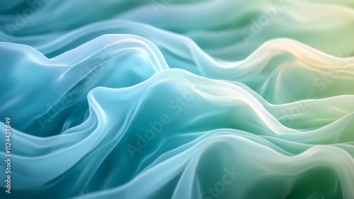 Wallpaper Mural Abstract Wavy Texture of Delicate Blue and Green Fabric Torontodigital.ca