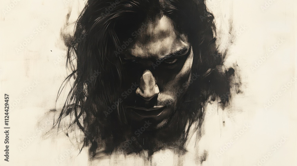 Portrait of Jesus Christ in Charcoal Sketch Style Portrait of Jesus Christ in Charcoal Sketch Style