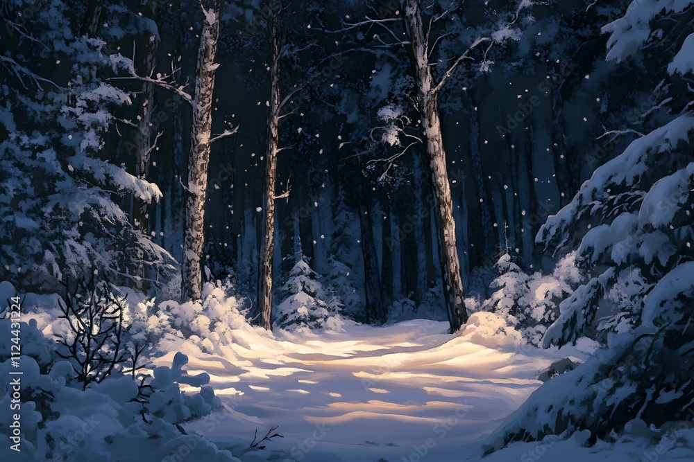 custom made wallpaper toronto digitalEnchanting Winter Forest Path at Nightfall