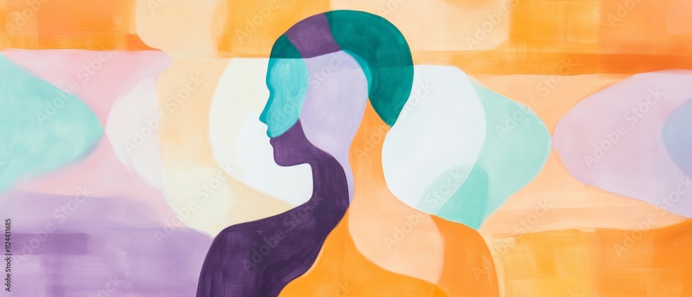 Abstract Profile Silhouette in Vibrant Colors - Modern Art Portrait Illustration for Creative Projects and Inspirational Content Abstract Profile Silhouette in Vibrant Colors - Modern Art Portrait Illustration for Creative Projects and Inspirational Content