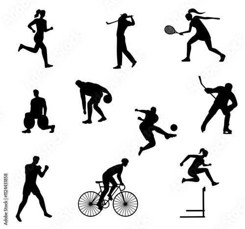 Silhouette of Athletes in Different Sports Vector Illustration