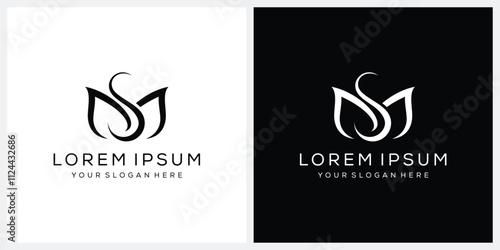 initial letter MS flower logo design graphic vector illustration