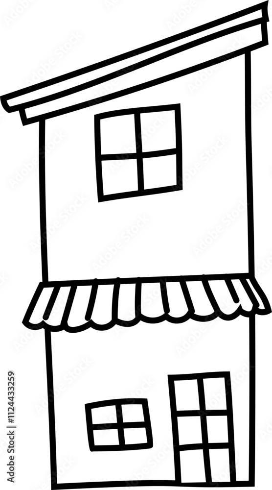 Simple black and white drawing of a house. Simple black and white drawing of a house.