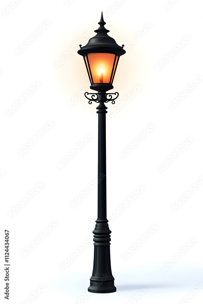 Illuminated Classic Style Street Lamp Post Illuminated Classic Style Street Lamp Post