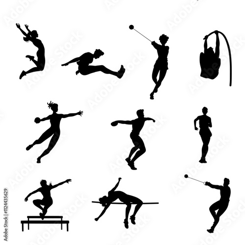 Sports, set of athletes of various sports silhouette