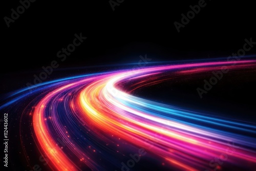 Vibrant Light Trail Abstract Digital Art with Smooth Gradients and Luminous Colors