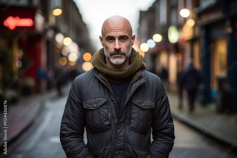 Portrait of a middle-aged man in a city street. Portrait of a middle-aged man in a city street.