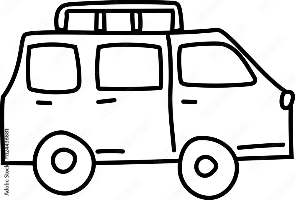 Doodle illustration of a car with a roof tent. Doodle illustration of a car with a roof tent.