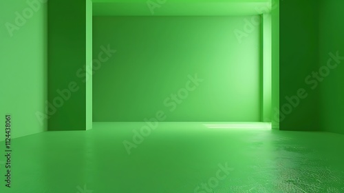 A solid green interior,background with a matte finish and even lighting.