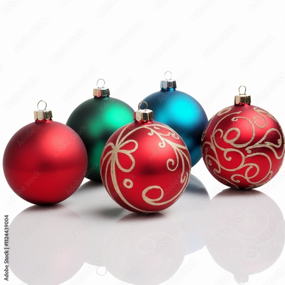 Set of colored Christmas balls isolated on white background Set of colored Christmas balls isolated on white background