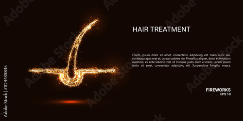 Hair treatment. Hair treatment consists of sparks and fire. Festive bright fireworks. Decorative element for celebrations and holidays. Vector illustration.