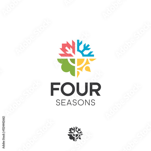 Four seasons summer autumn winter spring vector logo