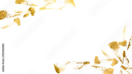 PNG Gold sparkle  flakes. Splatter border golden abstract foil frame. Gold Foil Frame Gold stroke on transparent background. photo