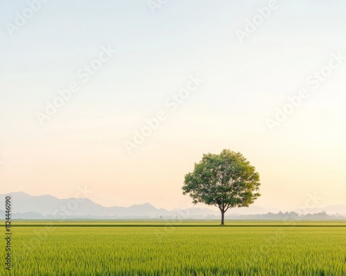 Serene Kisan Diwas Sunset Over Paddy Fields Celebrating Harvest, Thanksgiving, & Labor Day