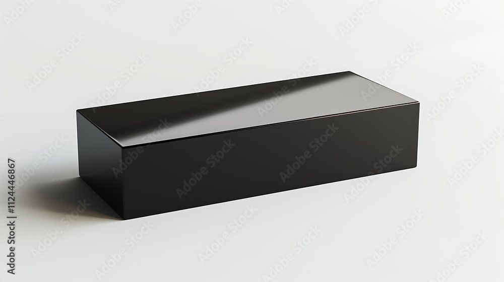 Bold black rectangular product with smooth edges on white.