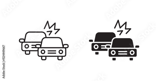 Accident icon set in Thin line black color.