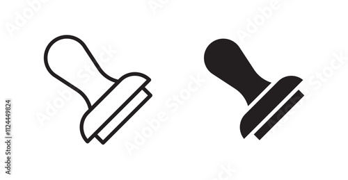 Approval stamp icon set in Thin line black color.