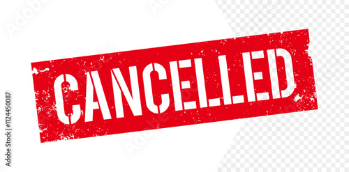 Cancelled text stamp on white background. Cancelled sign. Squares red grunge rubber stamp sign. Abstract vector illustration