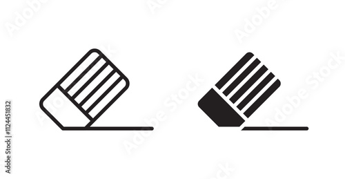 Eraser icon set in Thin line black color.