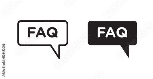 FAQ icon set in Thin line black color.