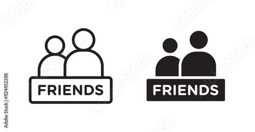 Friends icon set in Thin line black color.