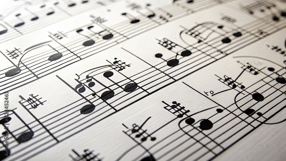 Sheet music with musical notes and symbols on a white background, sheet music, notes, symbols, music, composition, melody Sheet music with musical notes and symbols on a white background, sheet music, notes, symbols, music, composition, melody