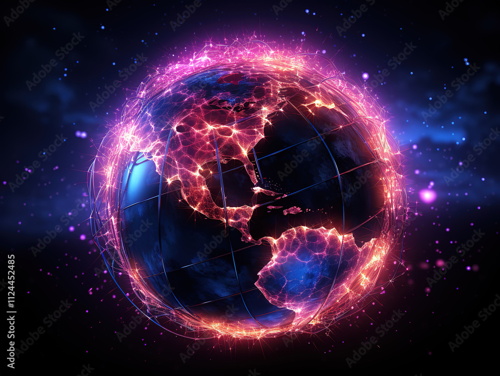 Attractive A 3D digital illustration of a colorful geometric earth Attractive A 3D digital illustration of a colorful geometric earth