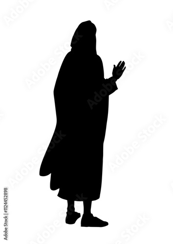 Vector drawing. The man in the coat. Back view