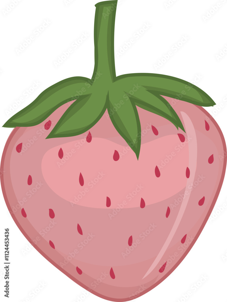 Pink strawberry illustration with green leaves. Pink strawberry illustration with green leaves.