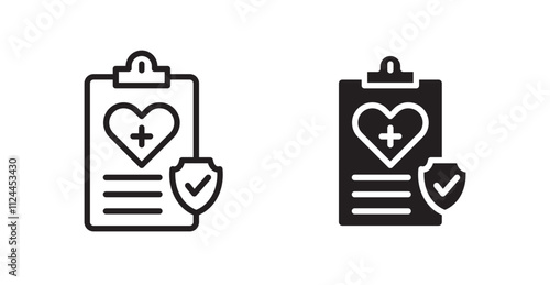 Health insurance icon set in Thin line black color.