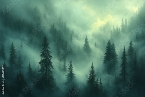 ethereal foggy landscape romanticism soft diffused light swirling mist atmosphere depth layers