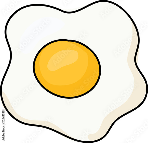 Illustration of a Fried Egg with Yellow Yolk.