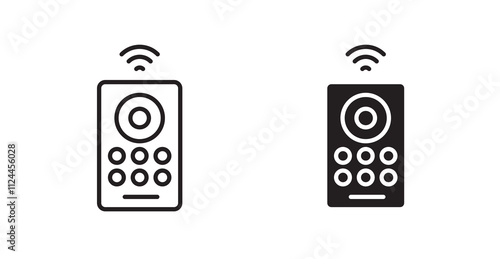 Remote control icon set in Thin line black color.